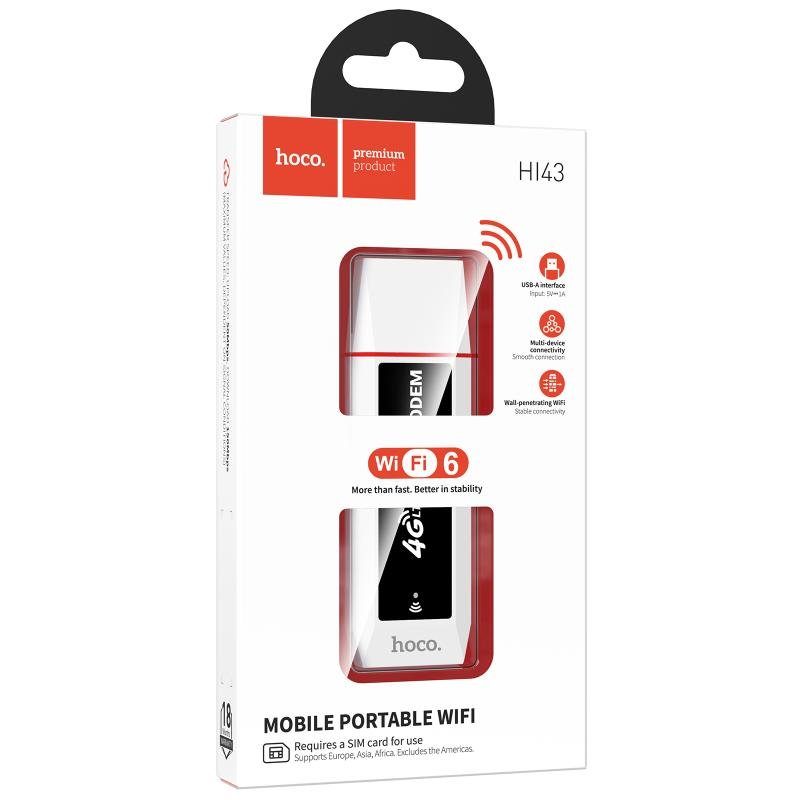 Портативний модем WiFi роутер Hoco HI43 150Mbps (SIM) 2100 mAh White 2
