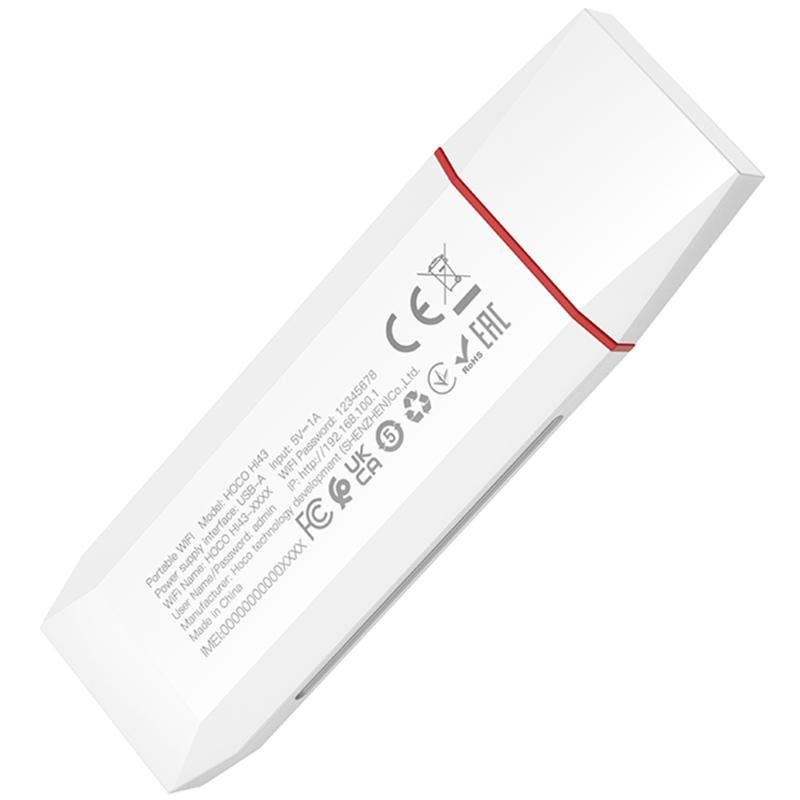 Портативний модем WiFi роутер Hoco HI43 150Mbps (SIM) 2100 mAh White 3
