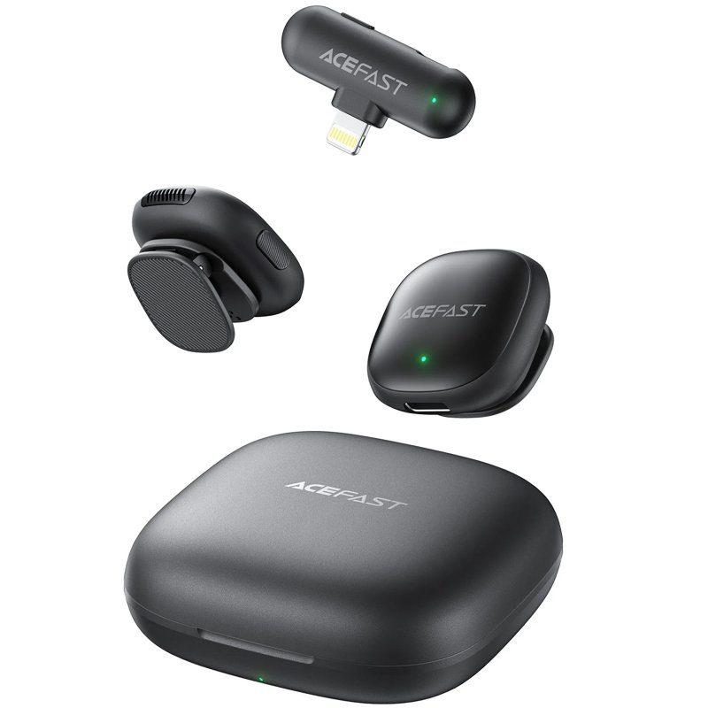 Петличний бездротовий мікрофон Acefast R1 Dual-mic Lightning Black 4