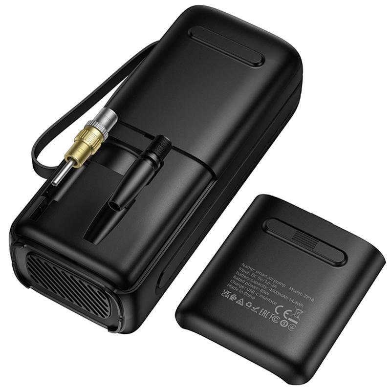 Автомобільний насос Hoco ZP18 Enlighten smart air pump Black 4