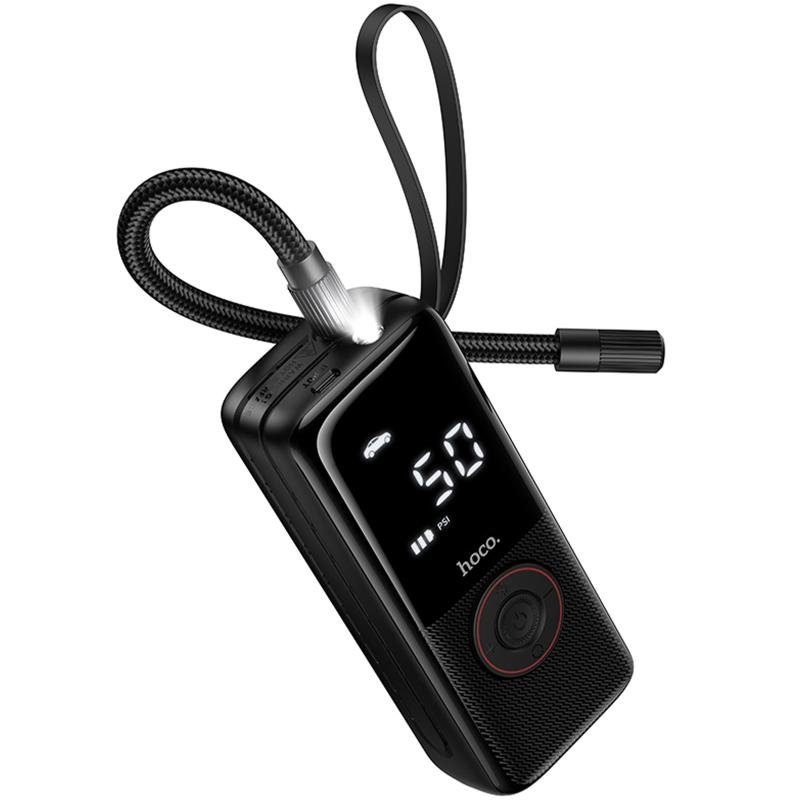 Автомобільний насос Hoco ZP18 Enlighten smart air pump Black 6