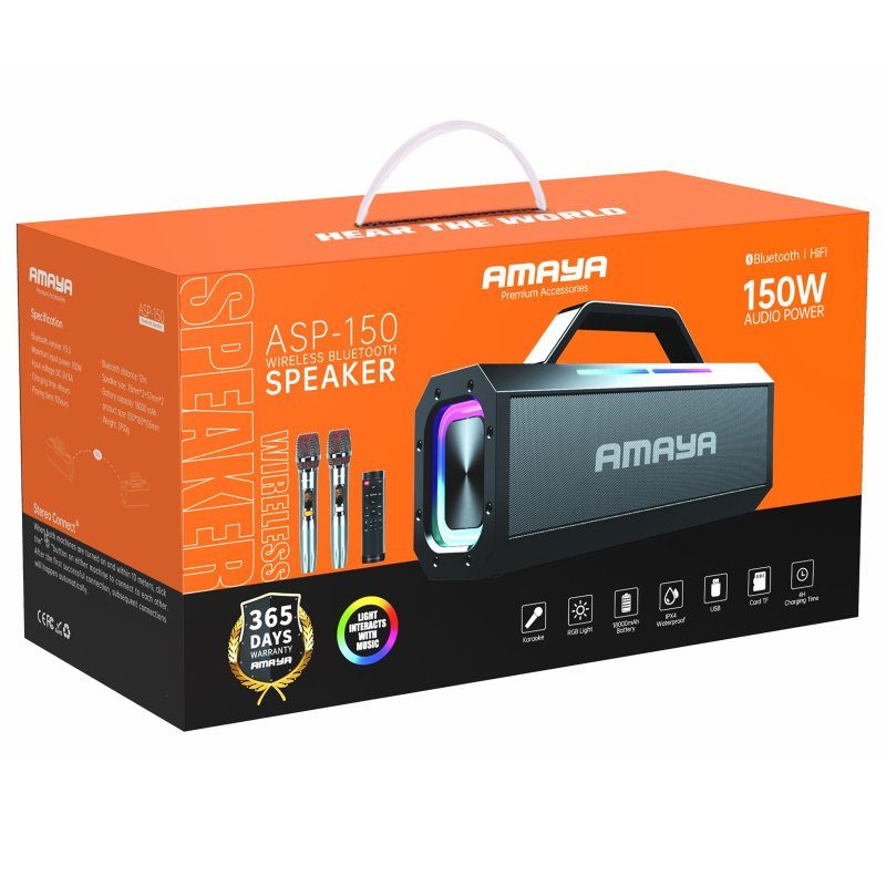 Bluetooth Колонка Amaya ASP-150 Two-person 150W + два мікрофони Black 2
