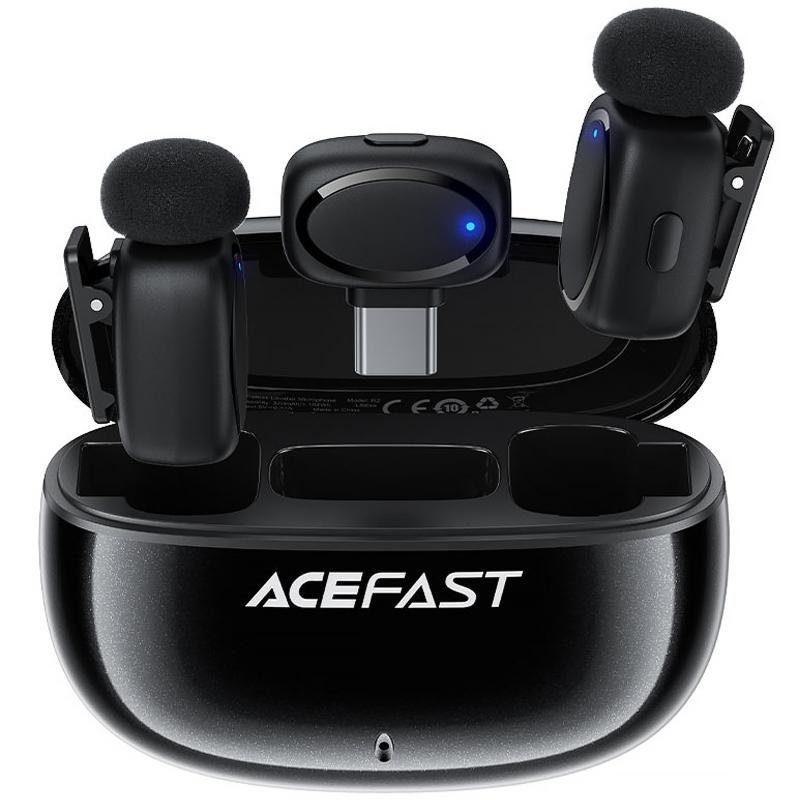 Петличний бездротовий мікрофон Acefast R2 Dual-mic Type-C Black