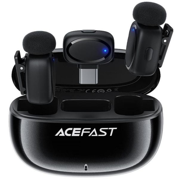 Петличний бездротовий мікрофон Acefast R2 Dual-mic Type-C Black