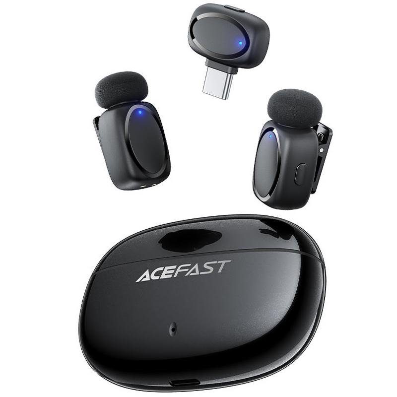 Петличний бездротовий мікрофон Acefast R2 Dual-mic Type-C Black 2