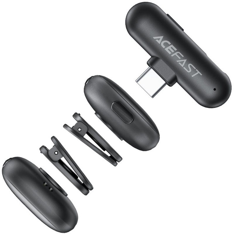 Петличний бездротовий мікрофон Acefast R1 Type-C Black 3