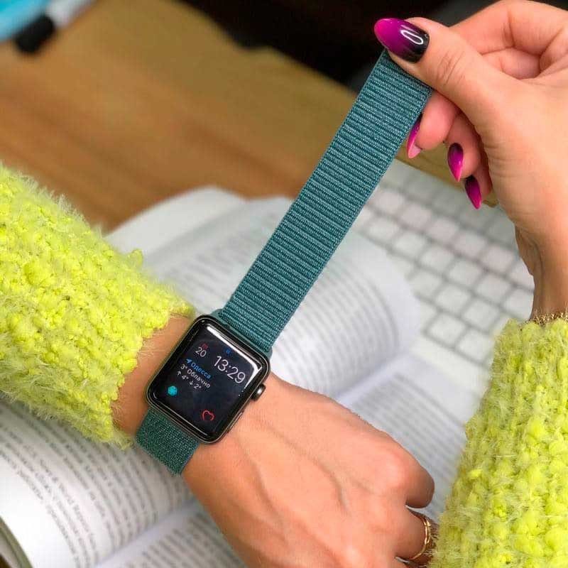 Ремінець Nylon для Apple Watch 38/40/41/42mm(ser.10) Зелений / Pine green 2