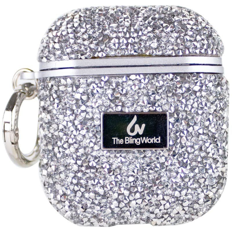 TPU чохол Bling World Rock Diamond для навушників AirPods 1/2 Срібний
