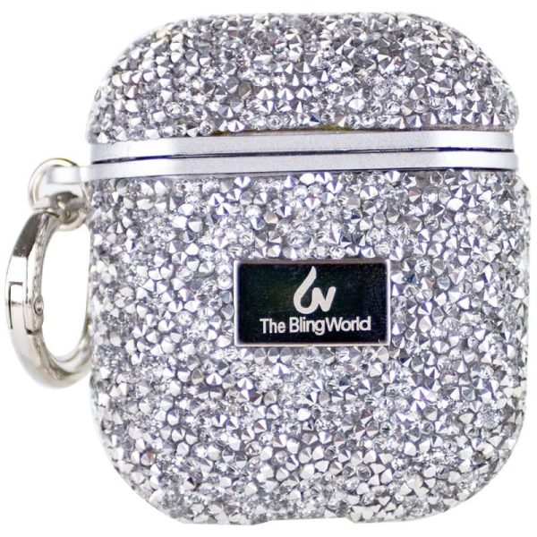 TPU чохол Bling World Rock Diamond для навушників AirPods 1/2 Срібний