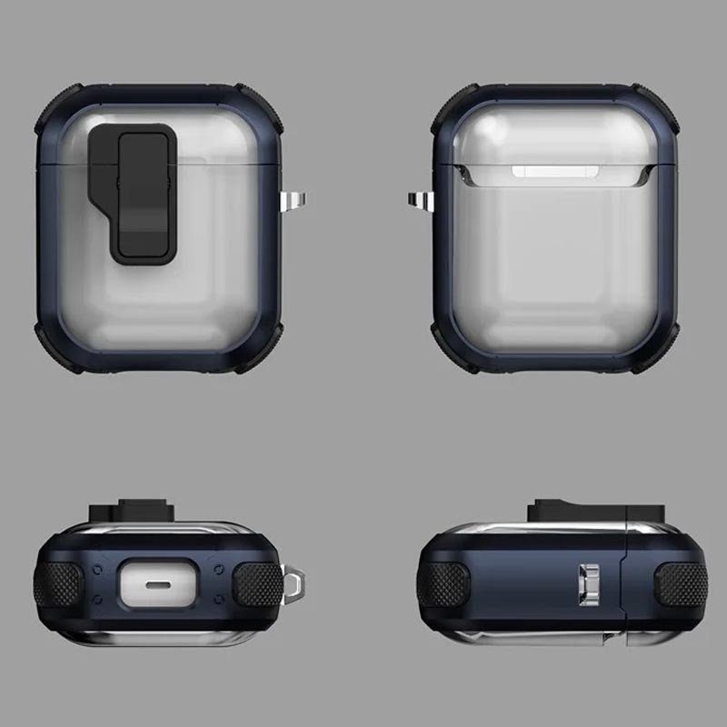 Футляр протиударний Locking Button для навушників Airpods 1/2 Blue 2