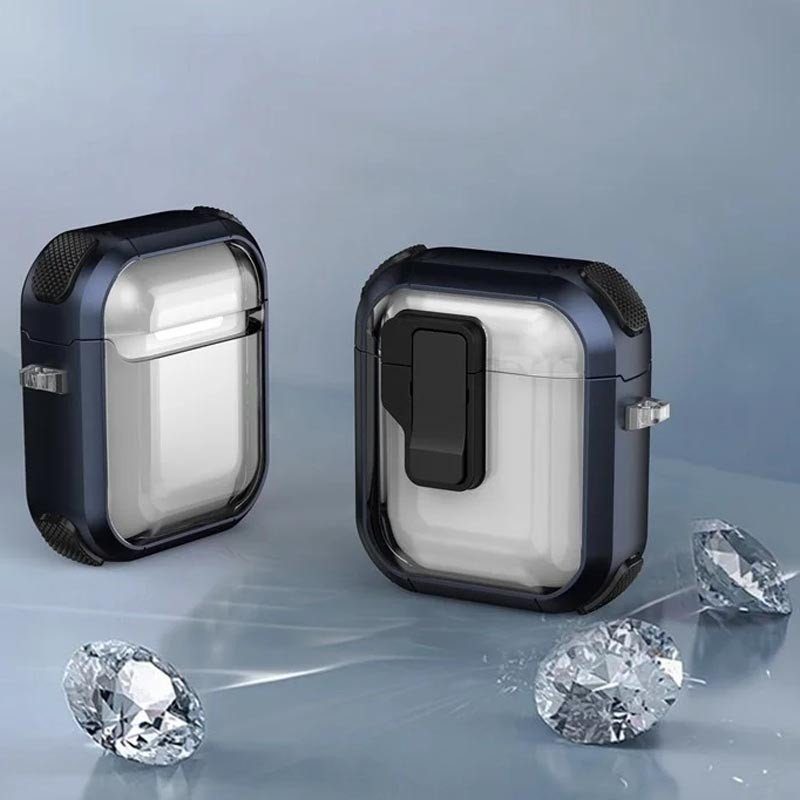 Футляр протиударний Locking Button для навушників Airpods 1/2 Blue 3