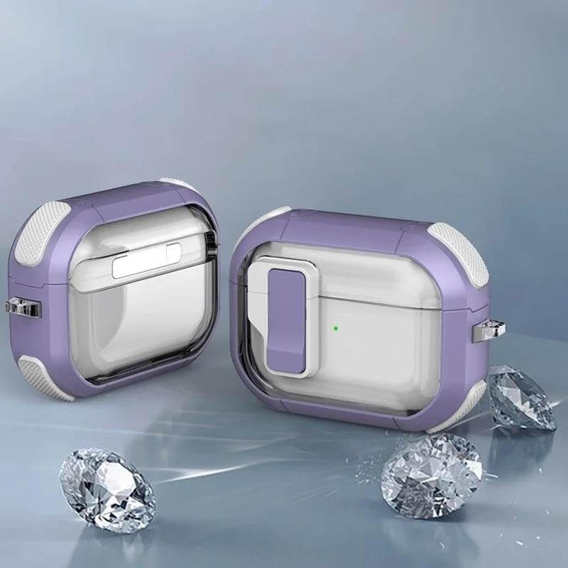 Футляр протиударний Locking Button для навушників Airpods Pro Light Purple 4