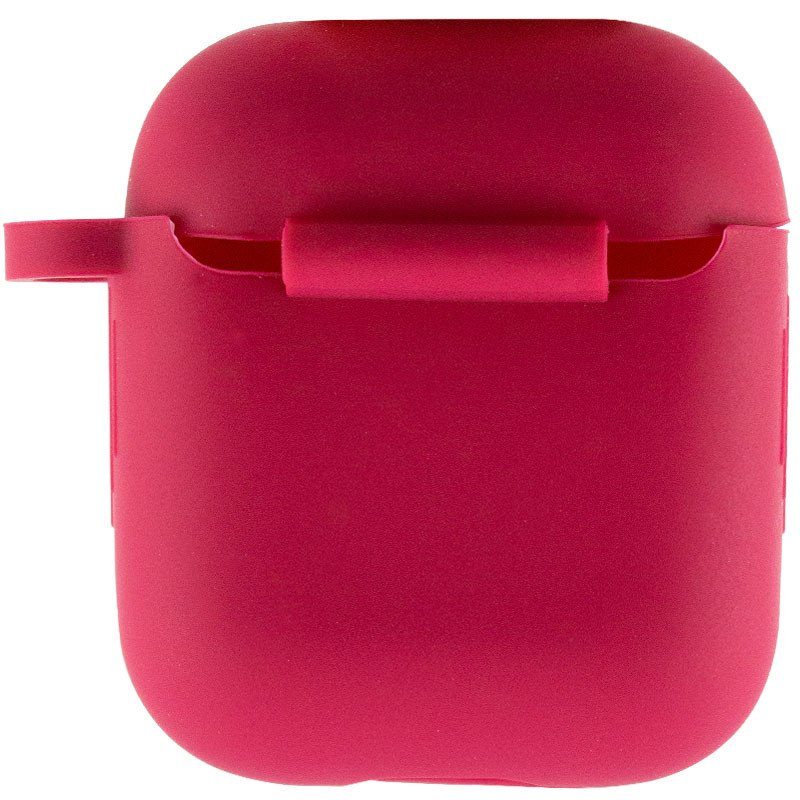 Силіконовий футляр New з карабіном для навушників Airpods 1/2 Червоний / Rose Red 3