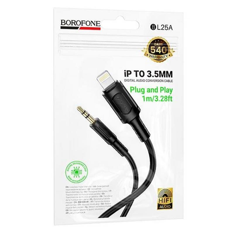 Аудіо кабель Aux Borofone BL25A Nice (Lightning to AUX 3.5mm) (1m) Black 3