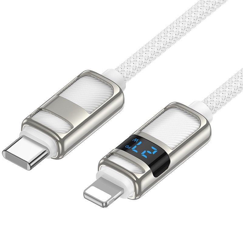 Дата кабель Hoco U137 Line with display Type-C to Lightning 27W (1.2m) White 3