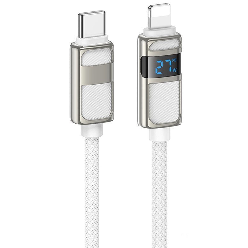 Дата кабель Hoco U137 Line with display Type-C to Lightning 27W (1.2m) White