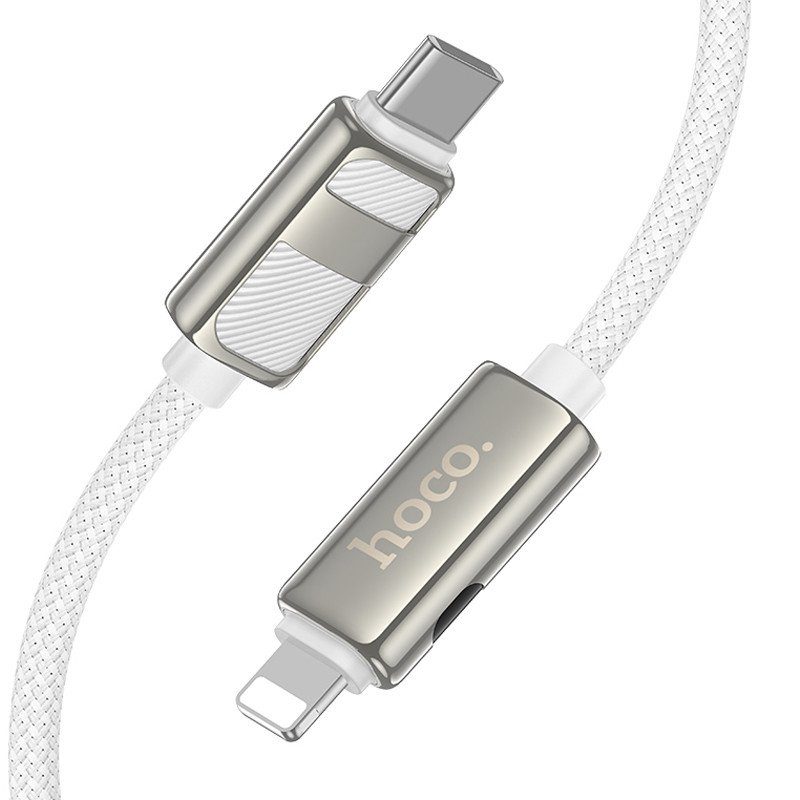 Дата кабель Hoco U137 Line with display Type-C to Lightning 27W (1.2m) White 4