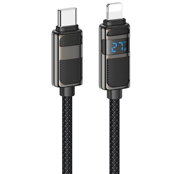 Дата кабель Hoco U137 Line with display Type-C to Lightning 27W (1.2m) Black