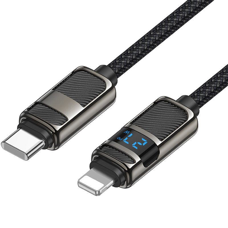 Дата кабель Hoco U137 Line with display Type-C to Lightning 27W (1.2m) Black 2