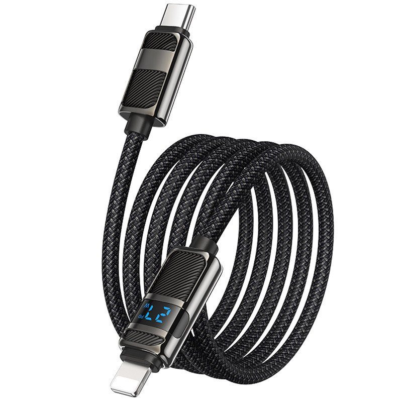 Дата кабель Hoco U137 Line with display Type-C to Lightning 27W (1.2m) Black 5