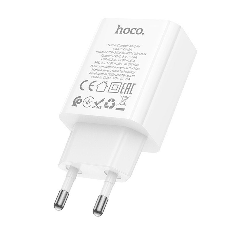 МЗП Hoco C143A Benefit PD20W (1USB-C) White 3