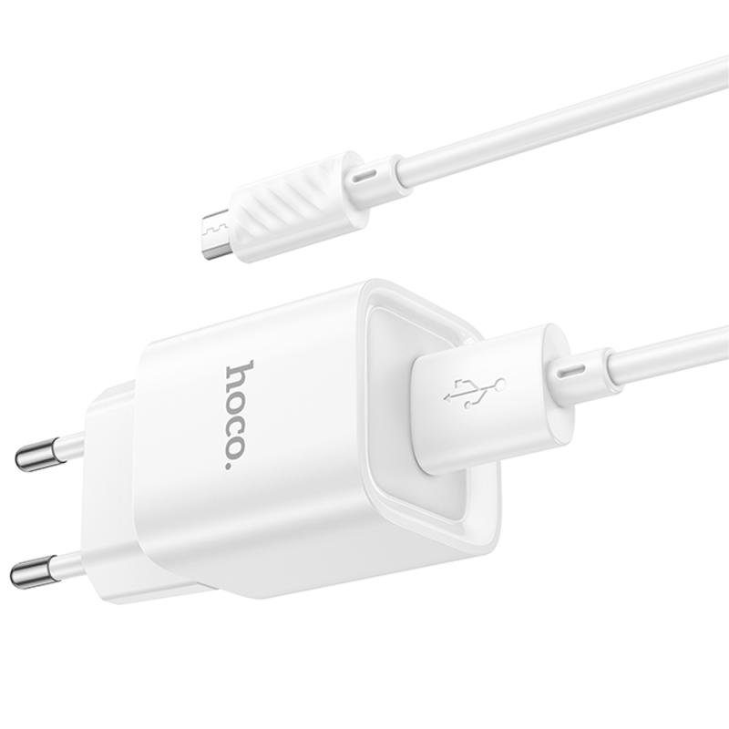 МЗП Hoco C145A Charm QC3.0 18W (1USB-A) + кабель USB to MicroUSB White 6