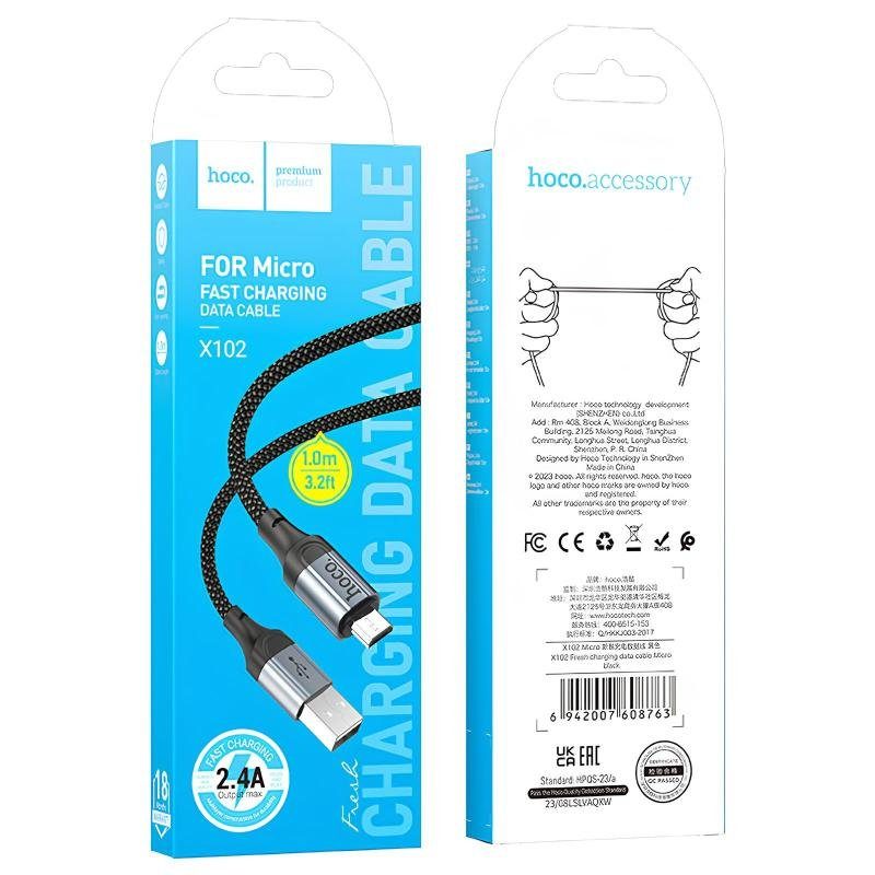 Дата кабель Hoco X102 Fresh USB to MicroUSB (1m) Black 6