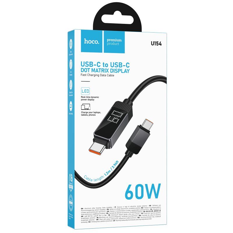 Дата кабель Hoco U154 Matrix Type-C to Type-C 60W (1m) Black 2
