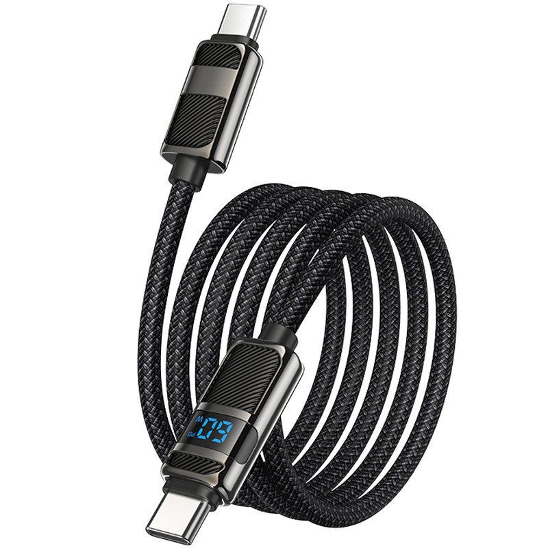 Дата кабель Hoco U137 Line with display Type-C to Type-C 60W (1.2m) Black 4