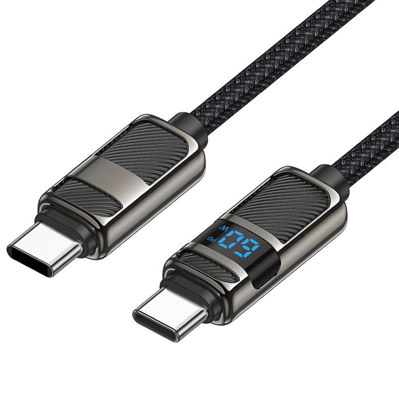 Дата кабель Hoco U137 Line with display Type-C to Type-C 60W (1.2m) Black 2
