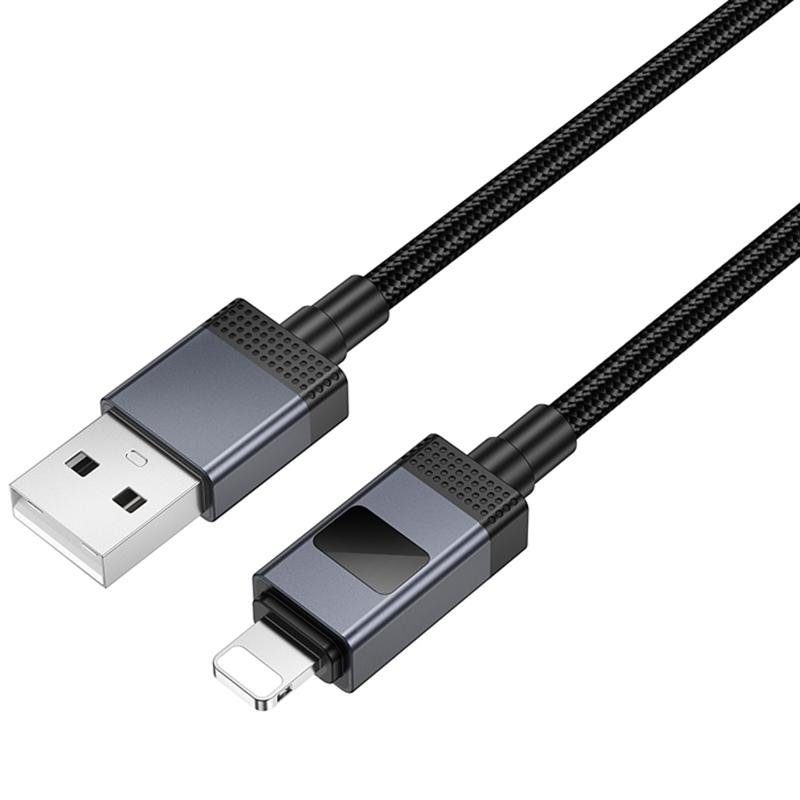 Дата кабель Hoco X118 Generous with display USB to Lightning 2.4A (1m) Black 4