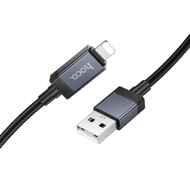 Дата кабель Hoco X118 Generous with display USB to Lightning 2.4A (1m) Black 3
