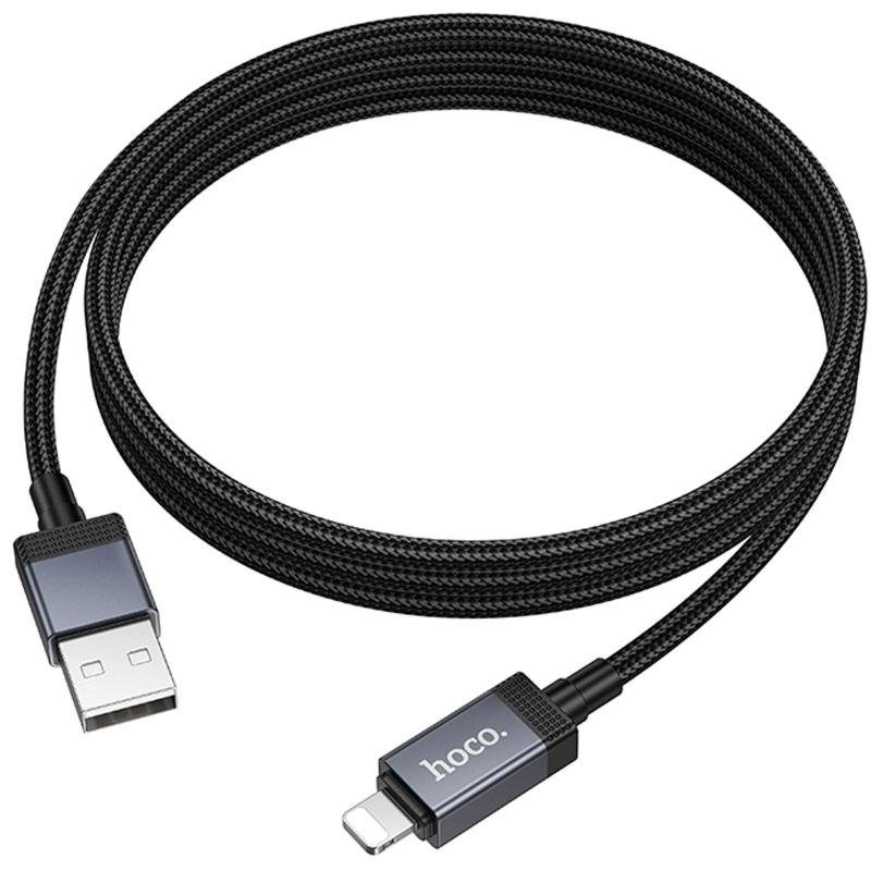 Дата кабель Hoco X118 Generous with display USB to Lightning 2.4A (1m) Black 5