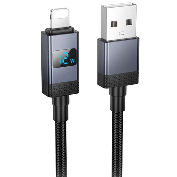 Дата кабель Hoco X118 Generous with display USB to Lightning 2.4A (1m) Black