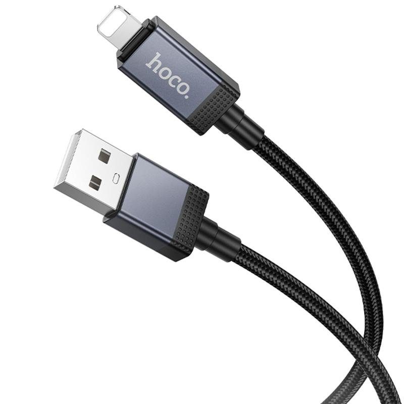 Дата кабель Hoco X118 Generous with display USB to Lightning 2.4A (1m) Black 2