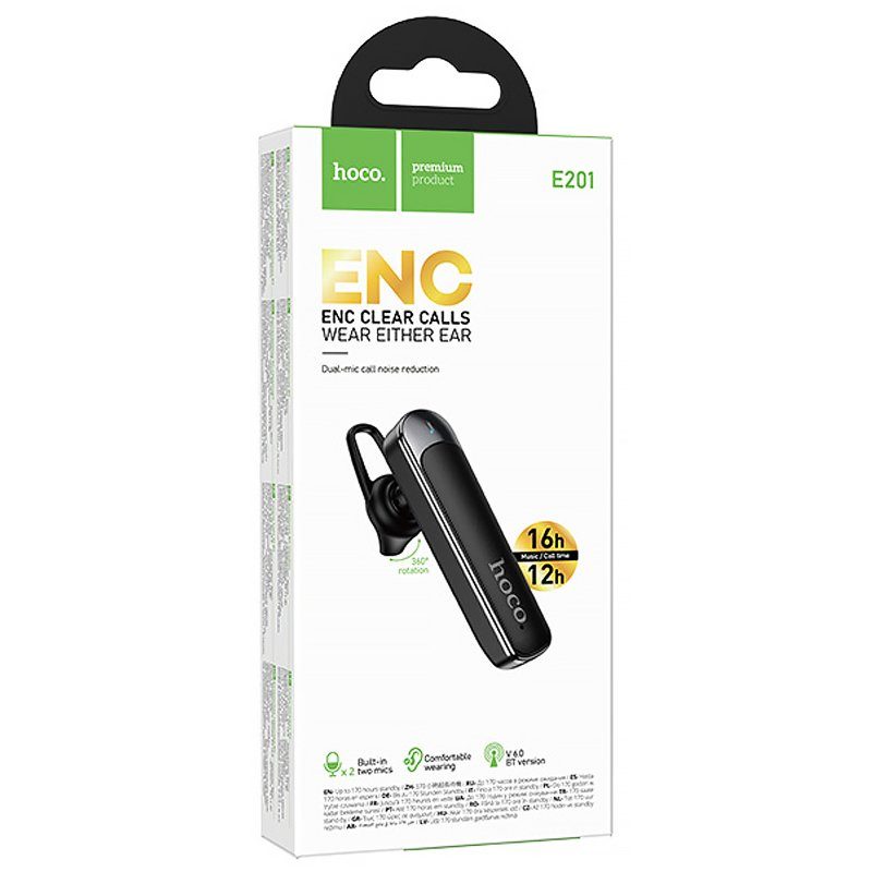 Bluetooth моно-гарнітура Hoco E201 Exceed ENC Black 5