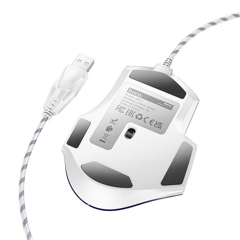 Миша дротова Hoco GM31 Overlord luminous White / Blue 3