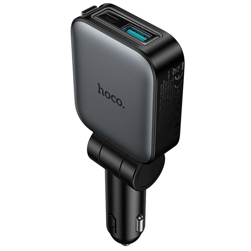 АЗП Hoco Z67 Triunfar PD60W with retractable cable (1USB-A/2C) Metal gray 6