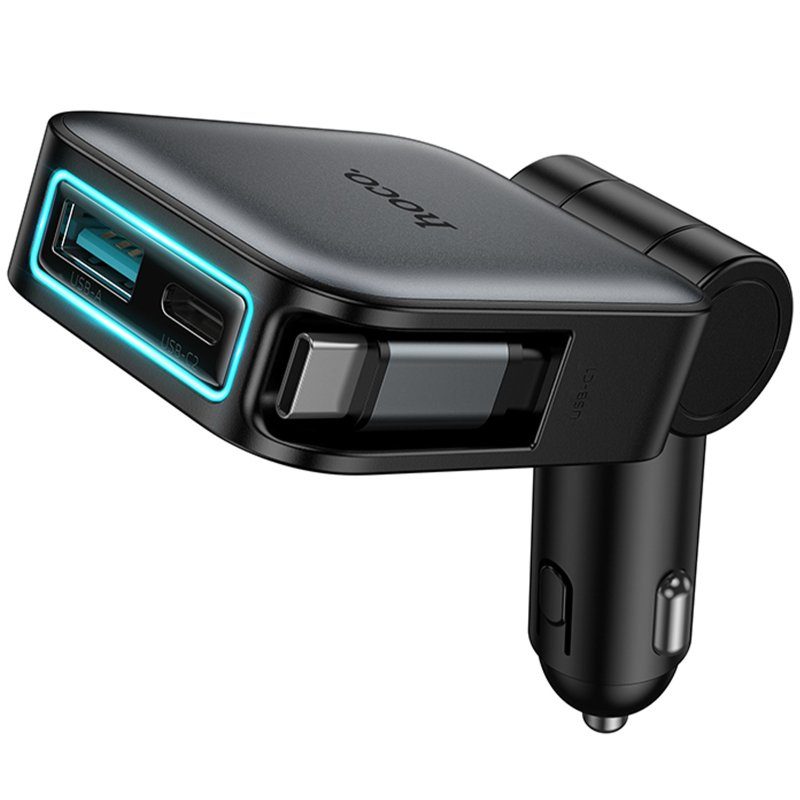 АЗП Hoco Z67 Triunfar PD60W with retractable cable (1USB-A/2C) Metal gray 5