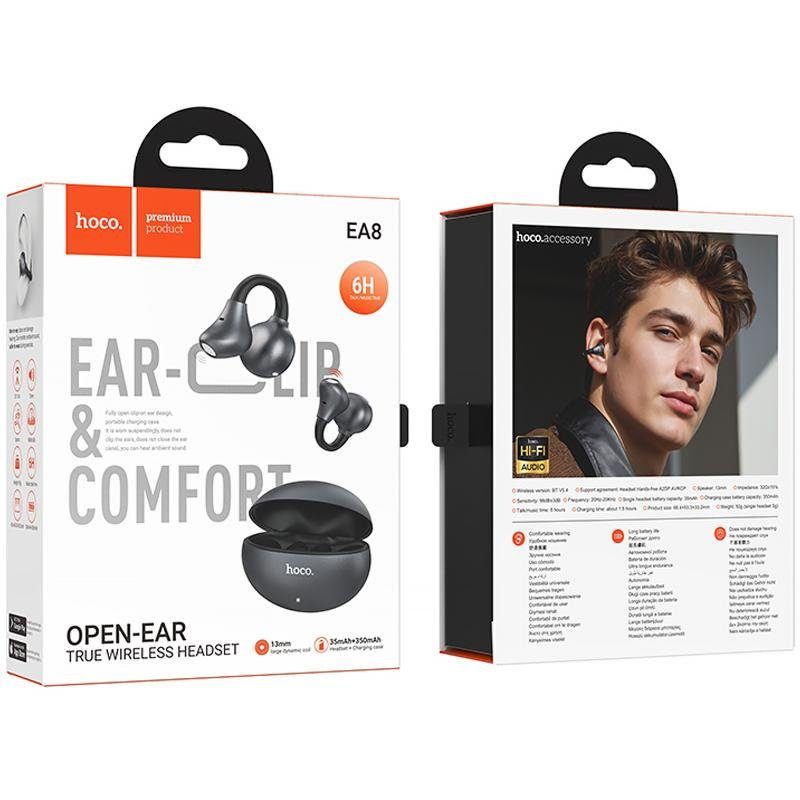 Бездротові TWS навушники Hoco EA8 Warm clip-on (App) Metal gray 2