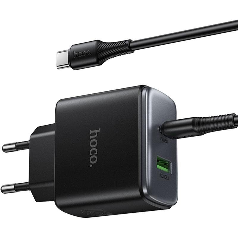 МЗП Hoco C158A Upgrade PD45W (1USB-A/1C) + кабель Type-C to Type-C Black 5