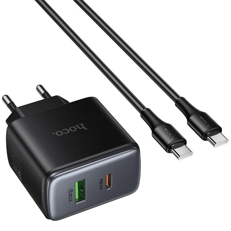 МЗП Hoco C158A Upgrade PD45W (1USB-A/1C) + кабель Type-C to Type-C Black 3
