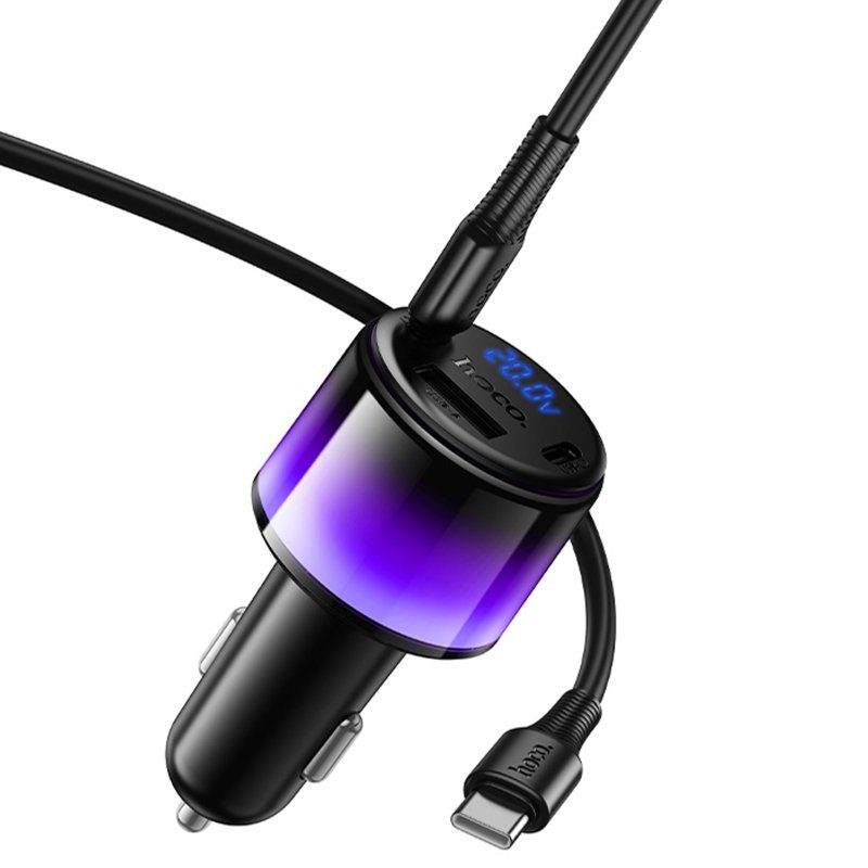АЗП Hoco Z69B Vivido PD57W+QC3.0 (1USB-A/2C) + кабель Type-C to Type-C Black 4