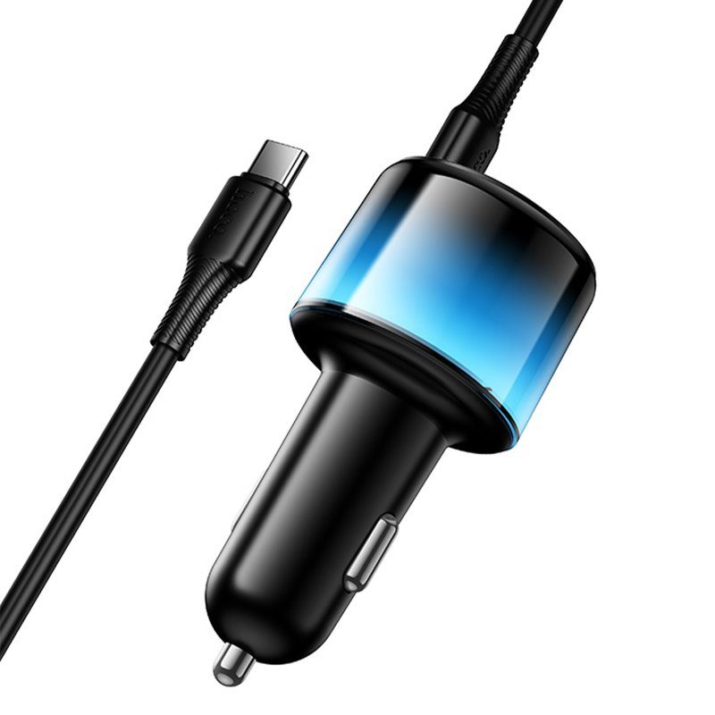 АЗП Hoco Z69B Vivido PD57W+QC3.0 (1USB-A/2C) + кабель Type-C to Type-C Black 5