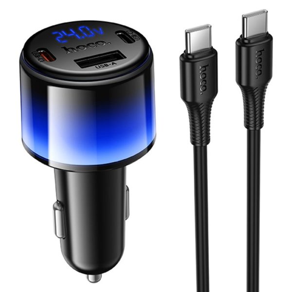 АЗП Hoco Z69A Vivido PD37W+QC3.0 (1USB-A/2C) + кабель Type-C to Type-C Black