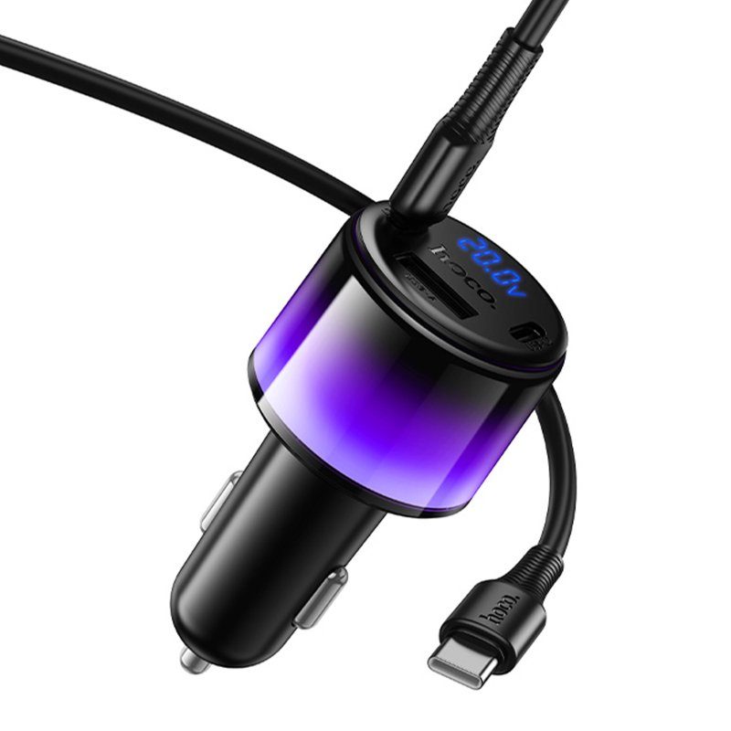 АЗП Hoco Z69A Vivido PD37W+QC3.0 (1USB-A/2C) + кабель Type-C to Type-C Black 4