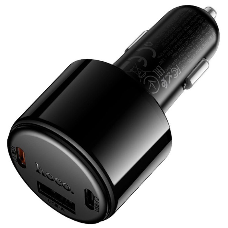 АЗП Hoco Z69B Vivido PD57W+QC3.0 (1USB-A/2C) Black 6