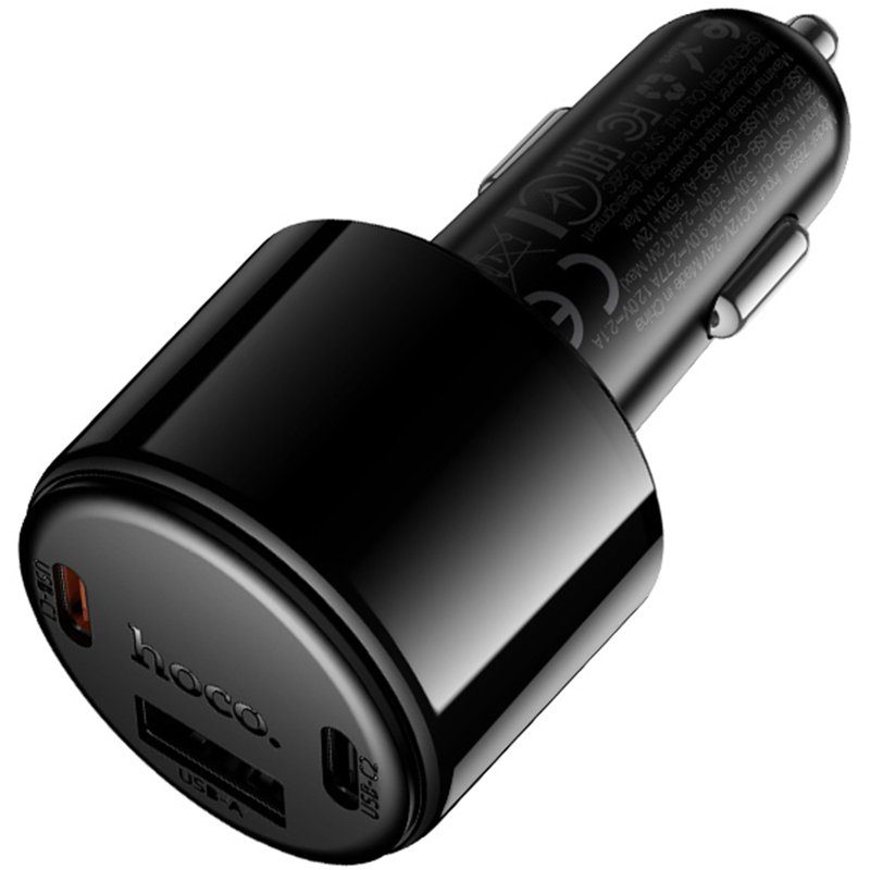 АЗП Hoco Z69A Vivido PD37W+QC3.0 (1USB-A/2C) Black 3