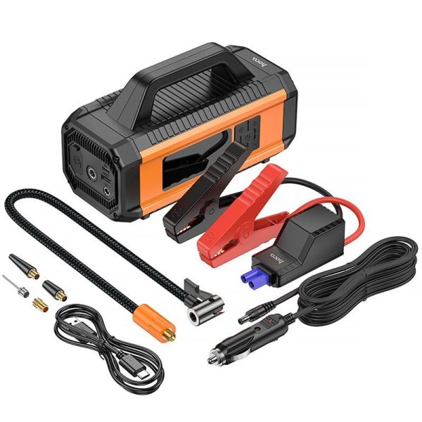 Пусковий пристрій + насос для автомобіля Hoco QS4 Intelligent Starter and Air Pump 10000 mAh Black