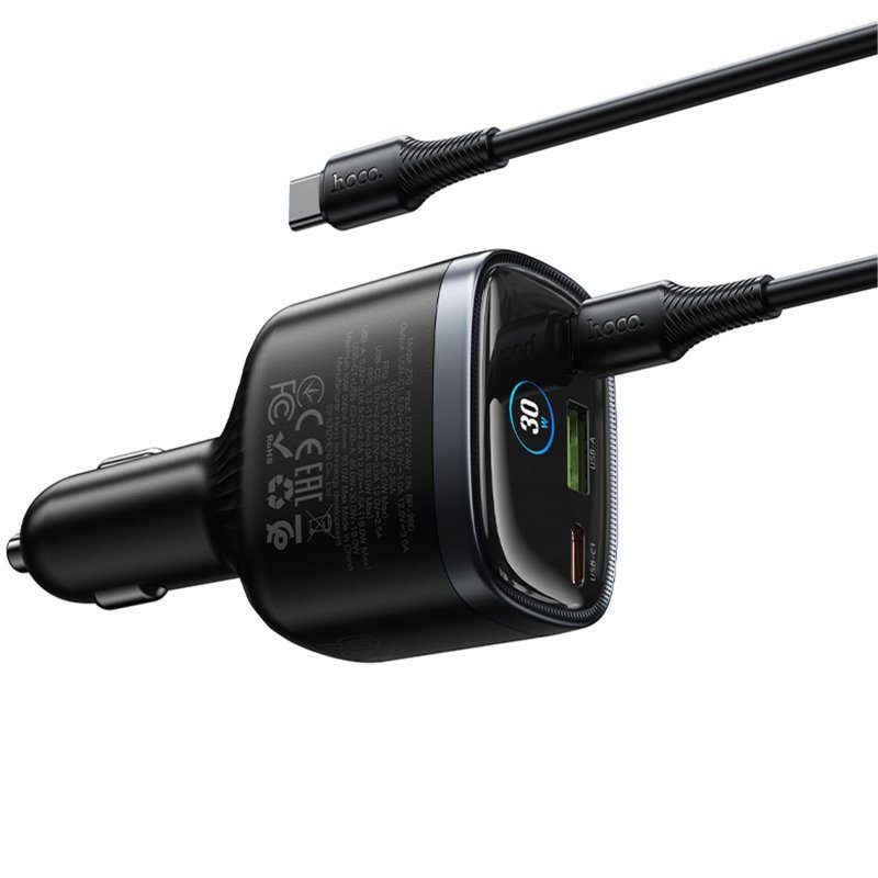 АЗП Hoco Z70 Speed PD45W+QC3.0 total 93W (1USB-A/2C) + кабель Type-C to Type-C Black 4